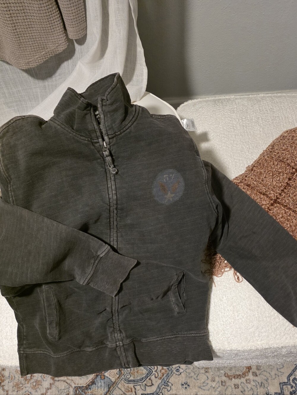 Lucky Brand Gray Fleece Zip Front  Sweat/Jacket.